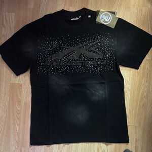Hellstar Black Rhinestone Logo Short Sleeve Tee